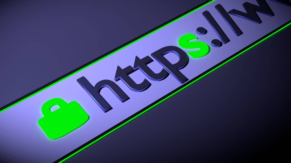 Адресная строка браузера с URL с безопасными протоколом соединения